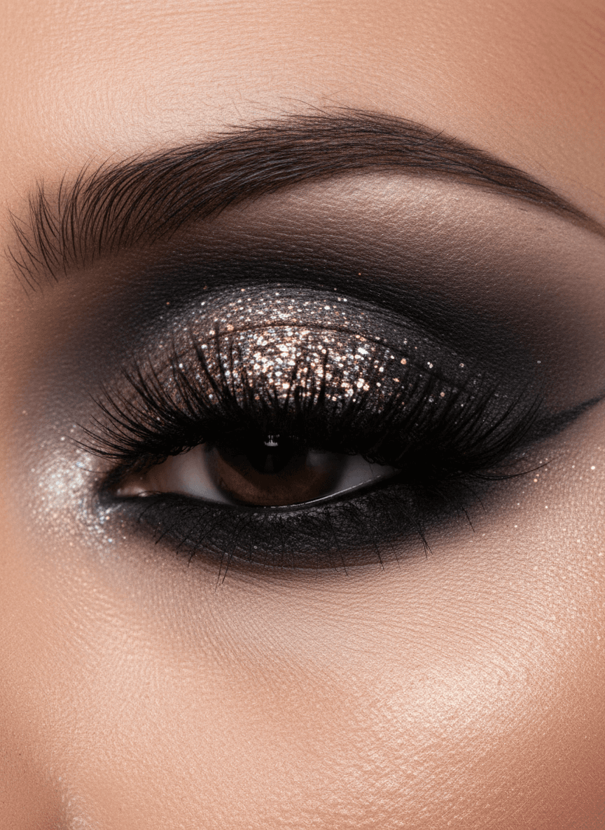 Smoky Eye Glitter Makeup