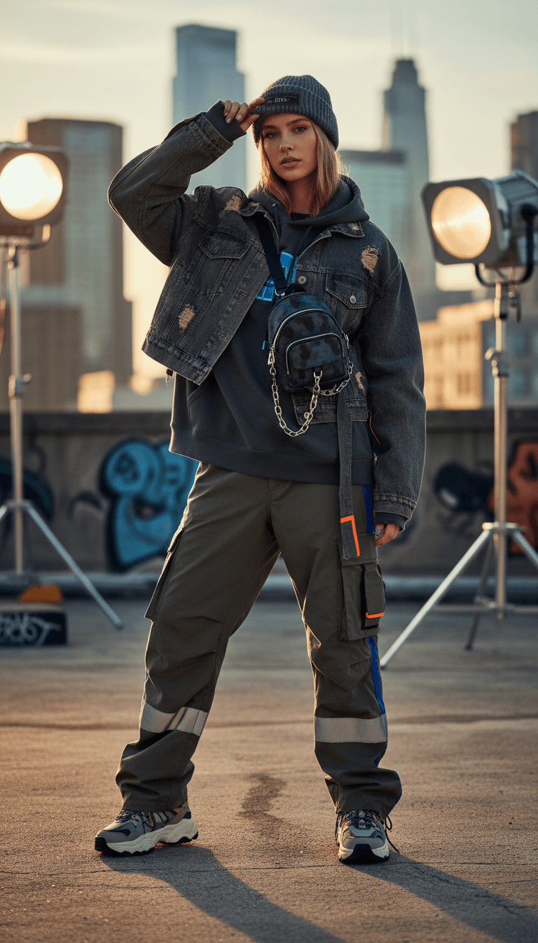 Urban Rooftop Fashion Portrait