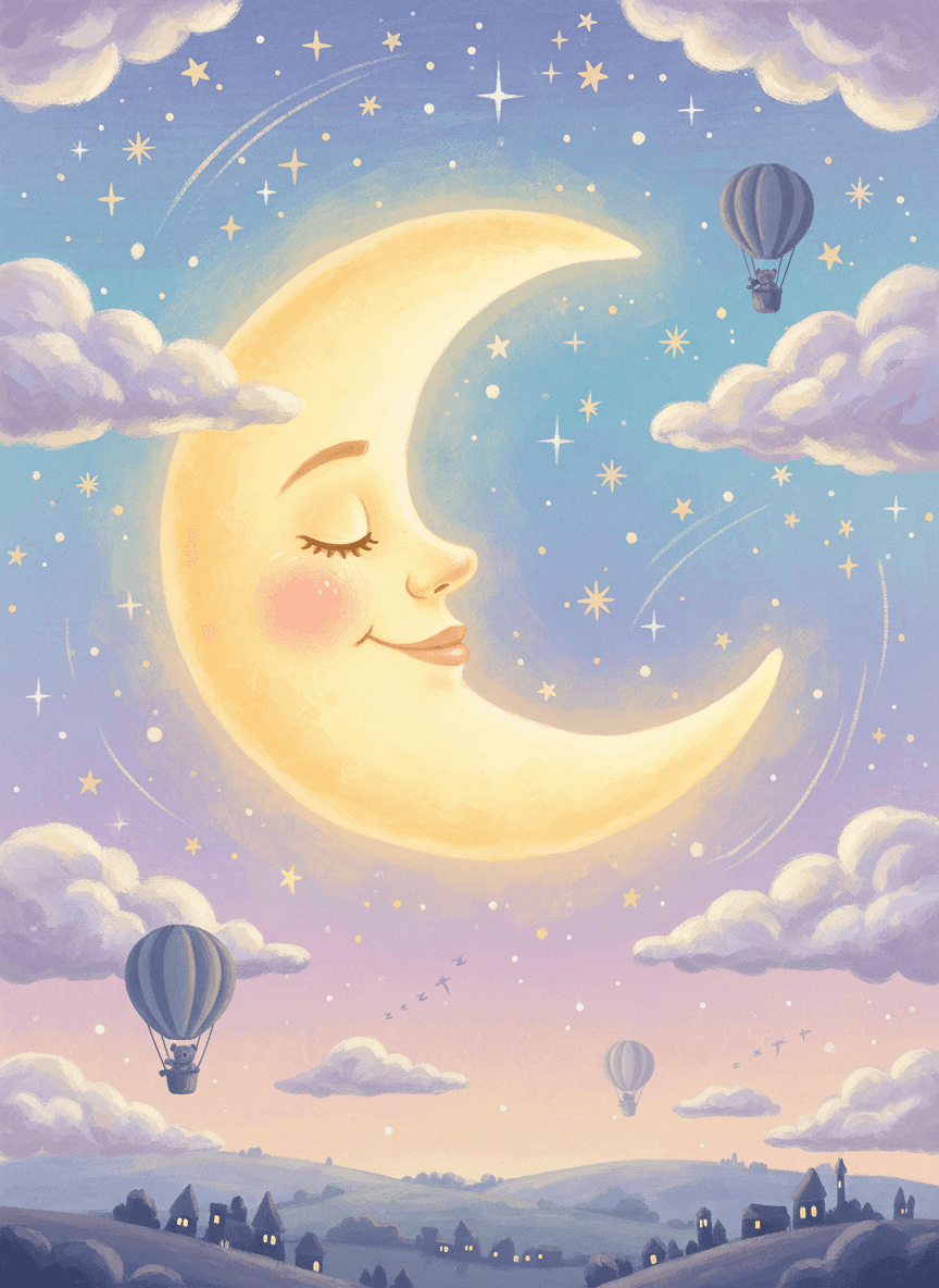 Sleepy Crescent Moon Night