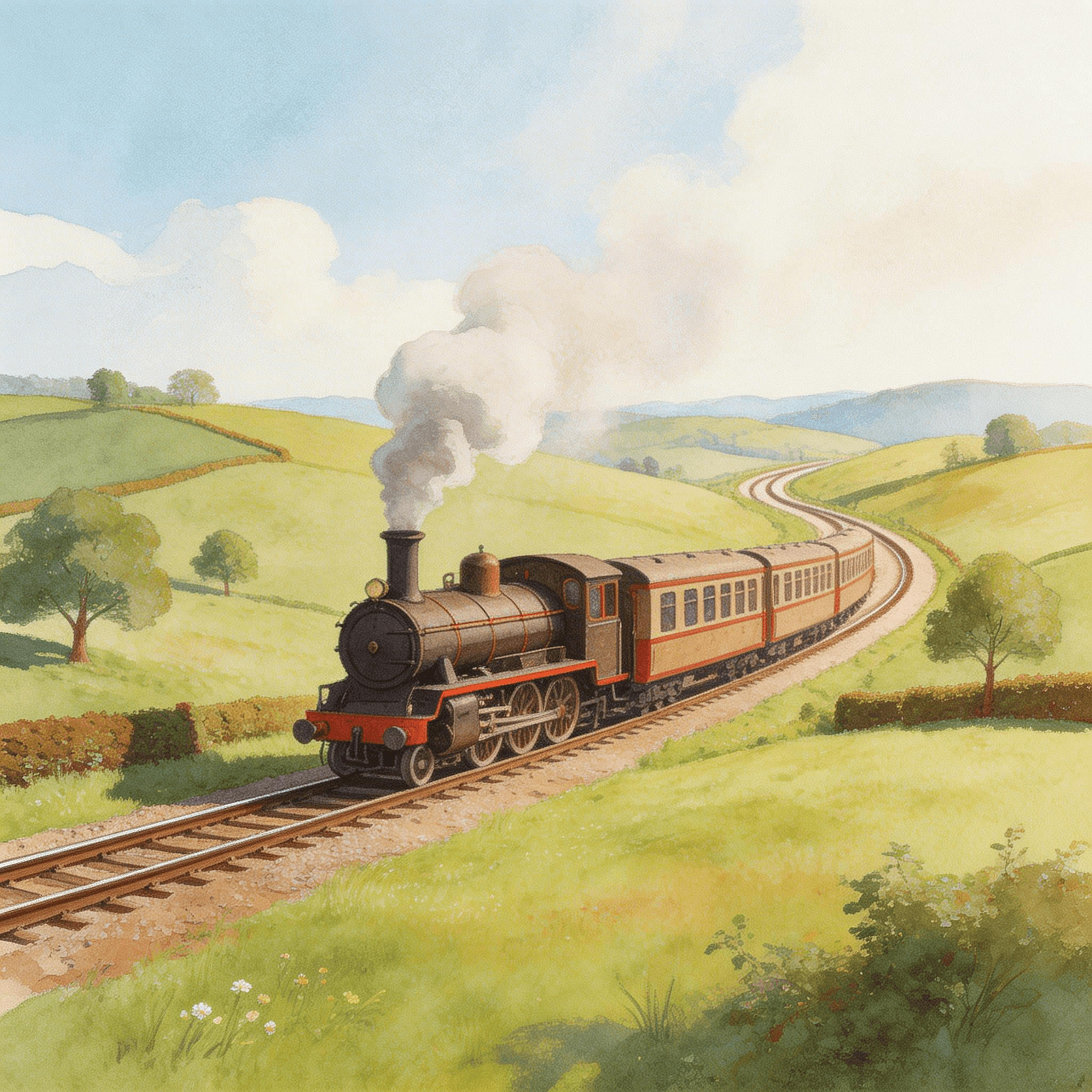 Steam Train Through Countryside