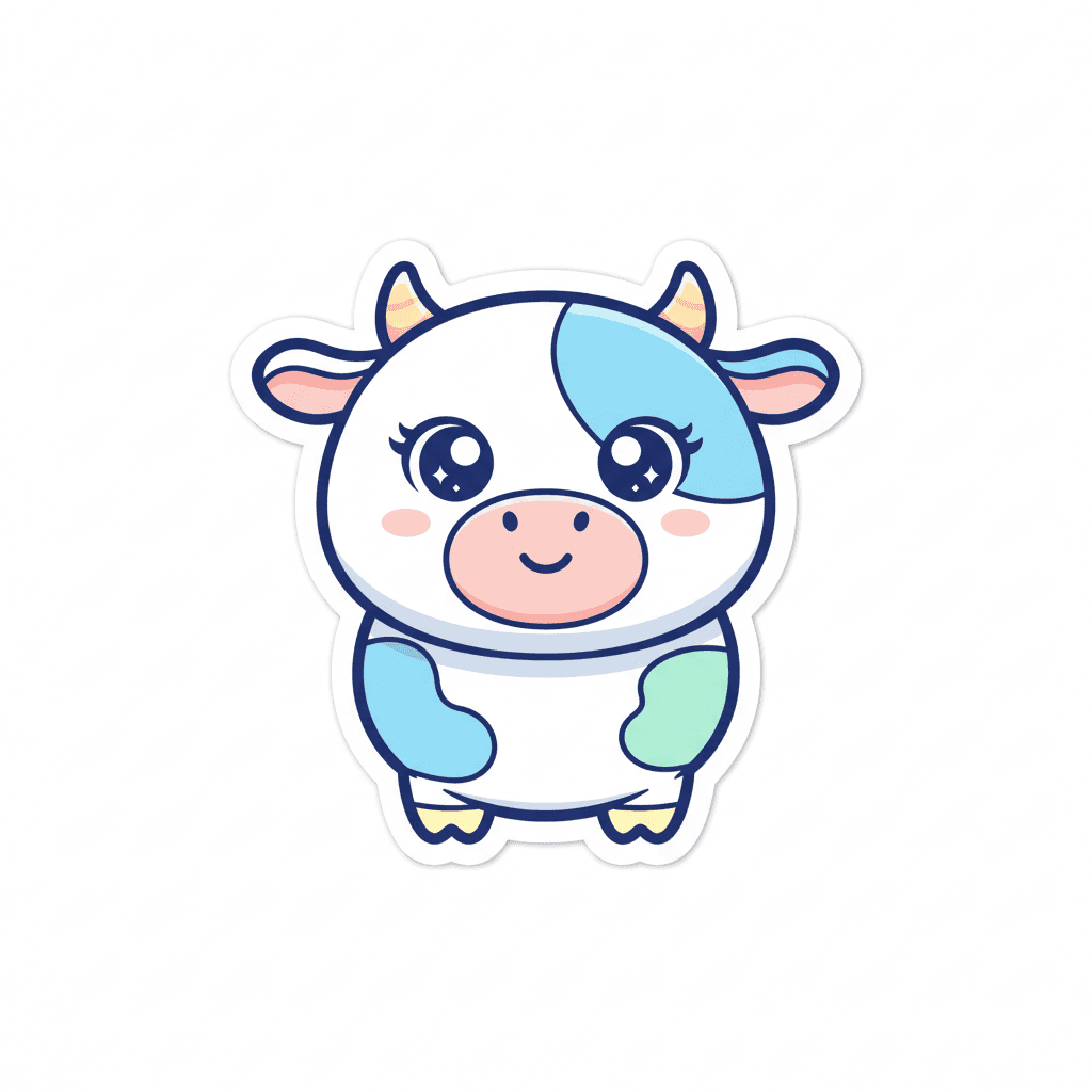 Adorable Kawaii Cow Sticker