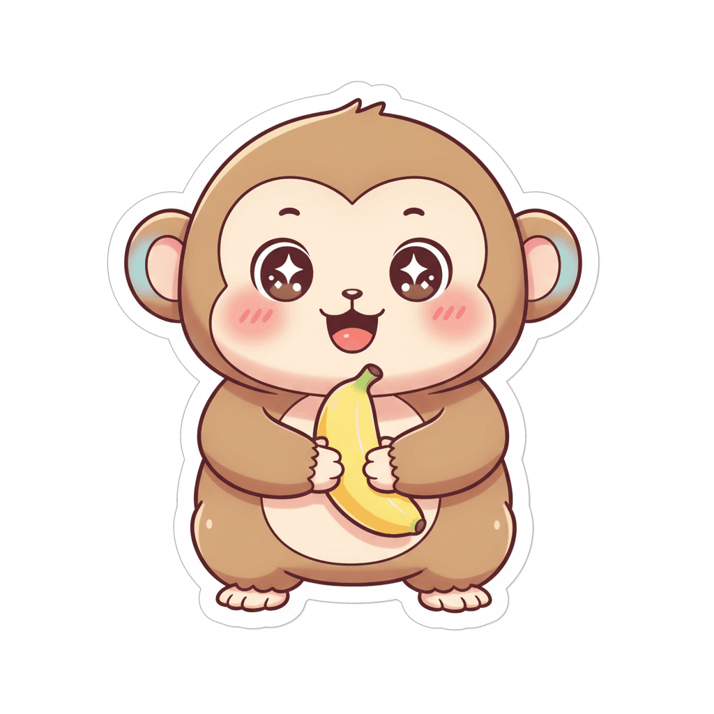 Cheerful Kawaii Monkey Sticker