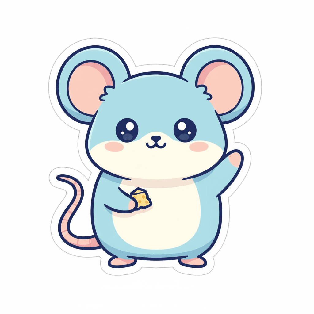 Kawaii Blue Mouse Sticker