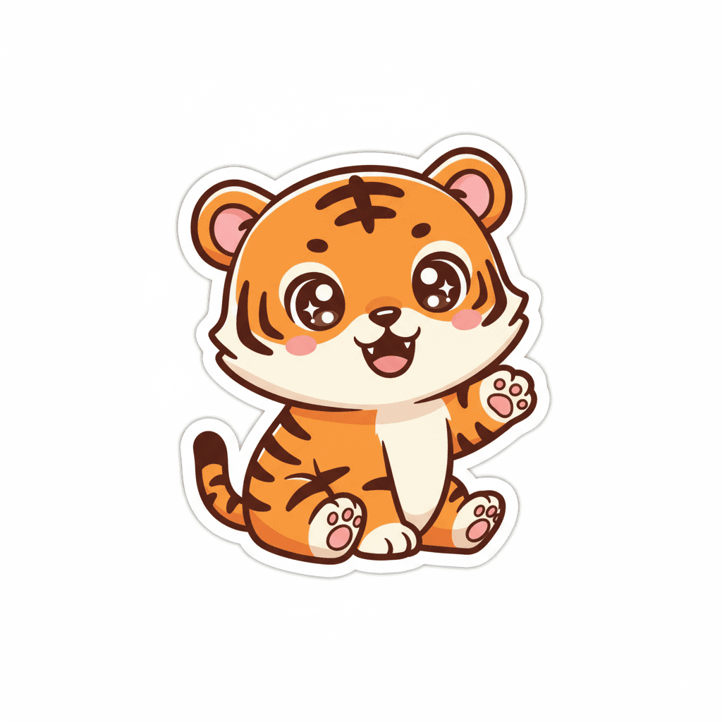 Kawaii Tiger Cub Sticker