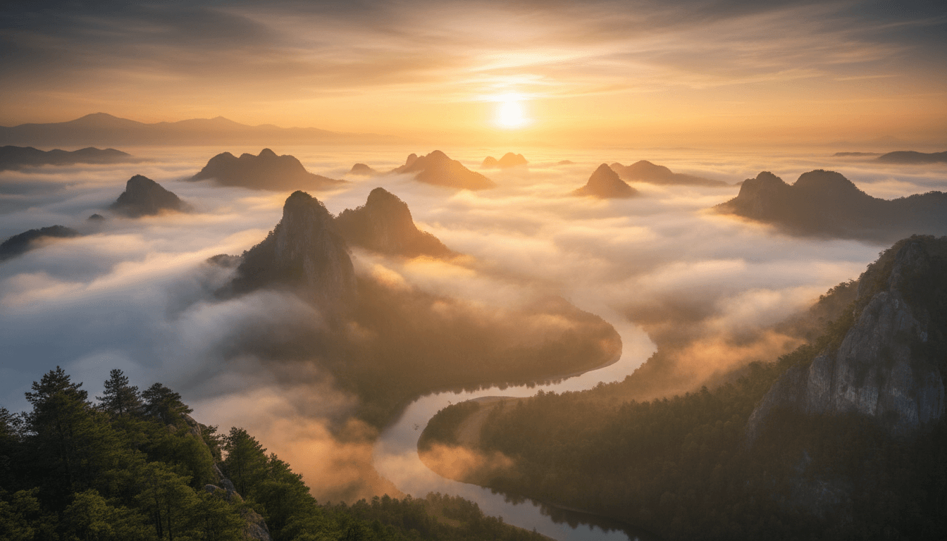 Golden Hour Mountain Mist