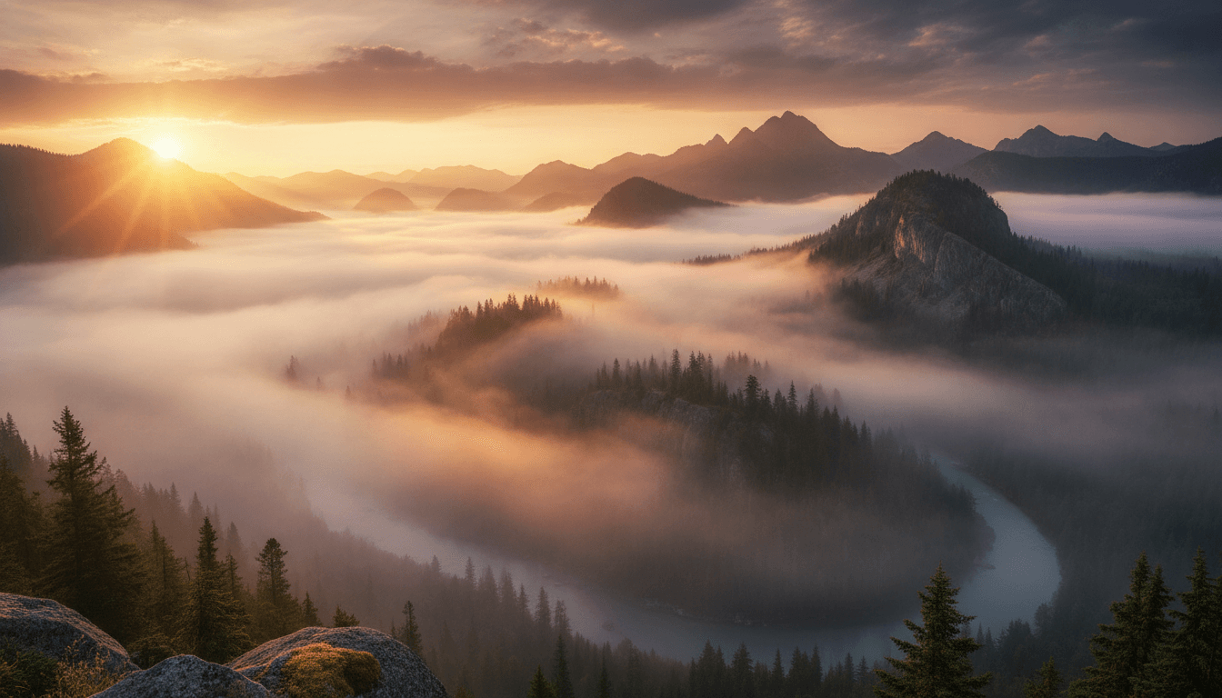 Golden Sunrise Mountain Valley
