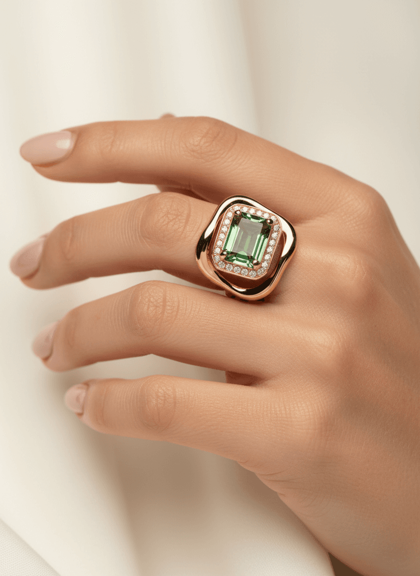Green Gem Cocktail Ring