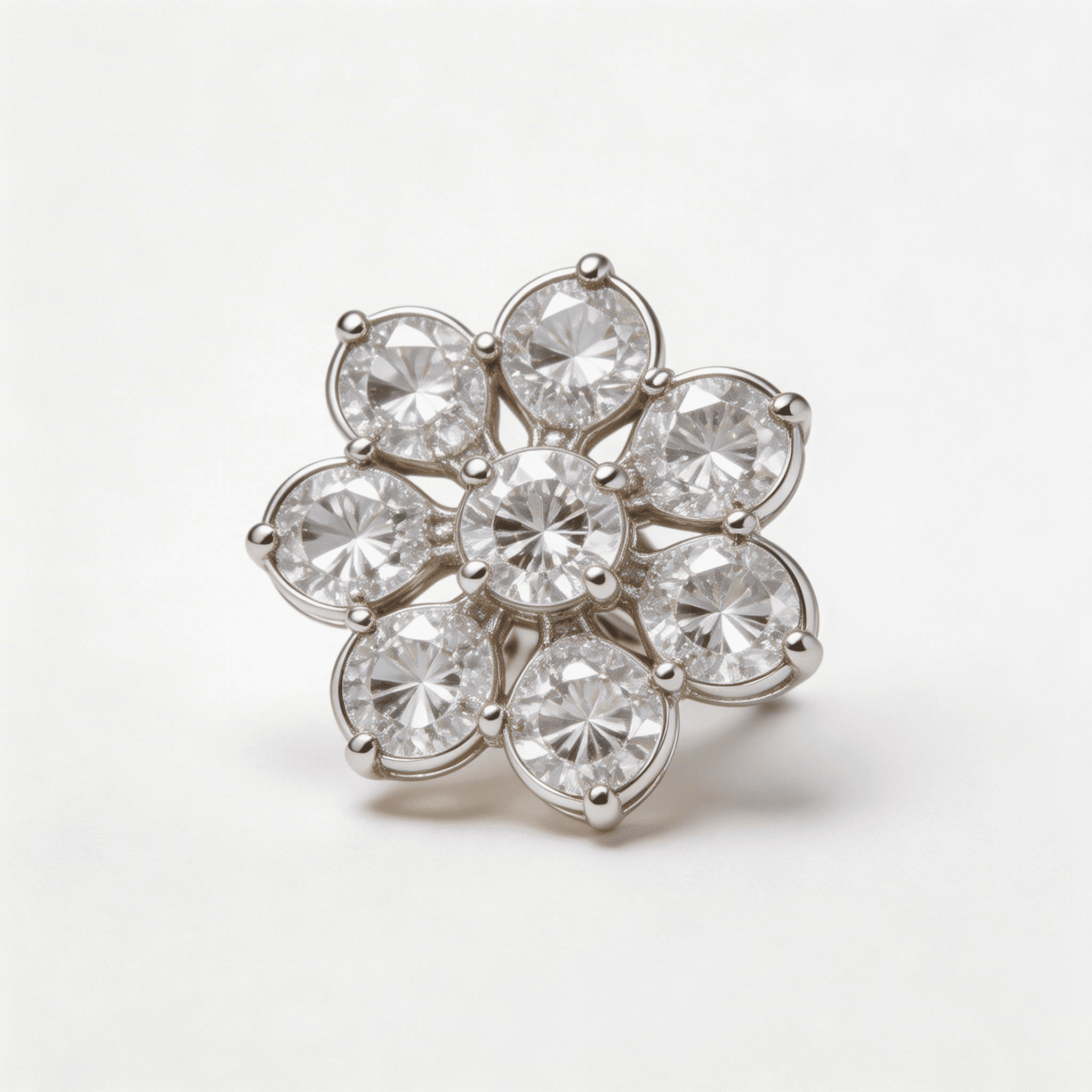 Radiant Diamond Flower Brooch