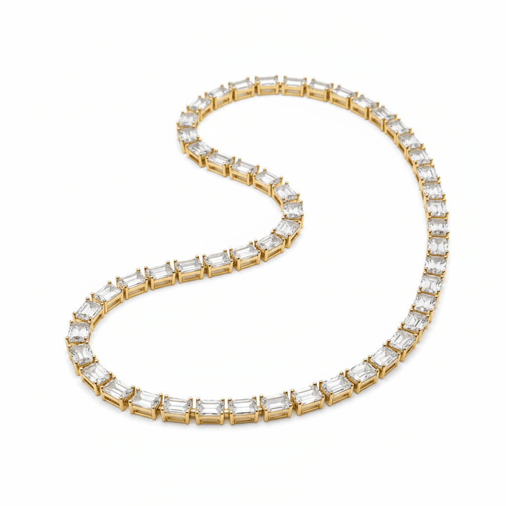 Emerald Cut Diamond Necklace