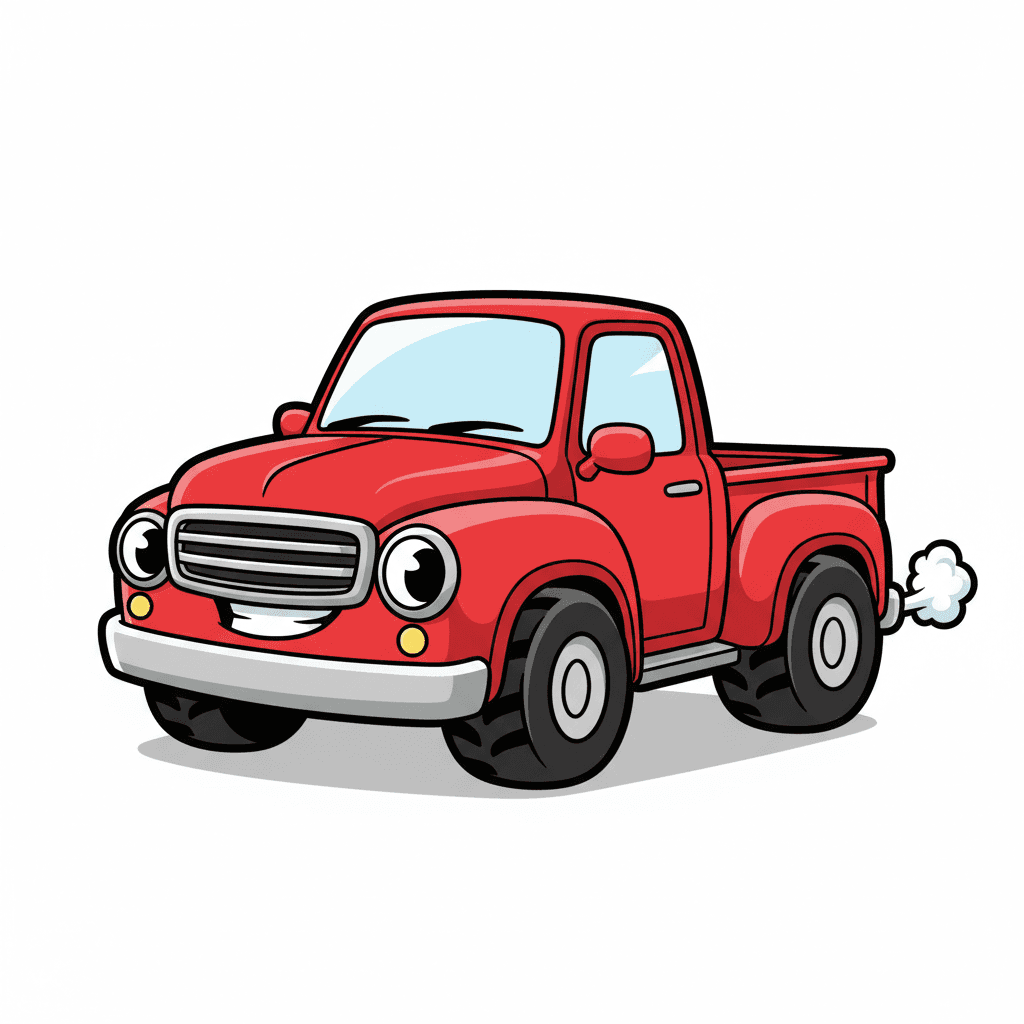 Cheerful Red Pickup Truck