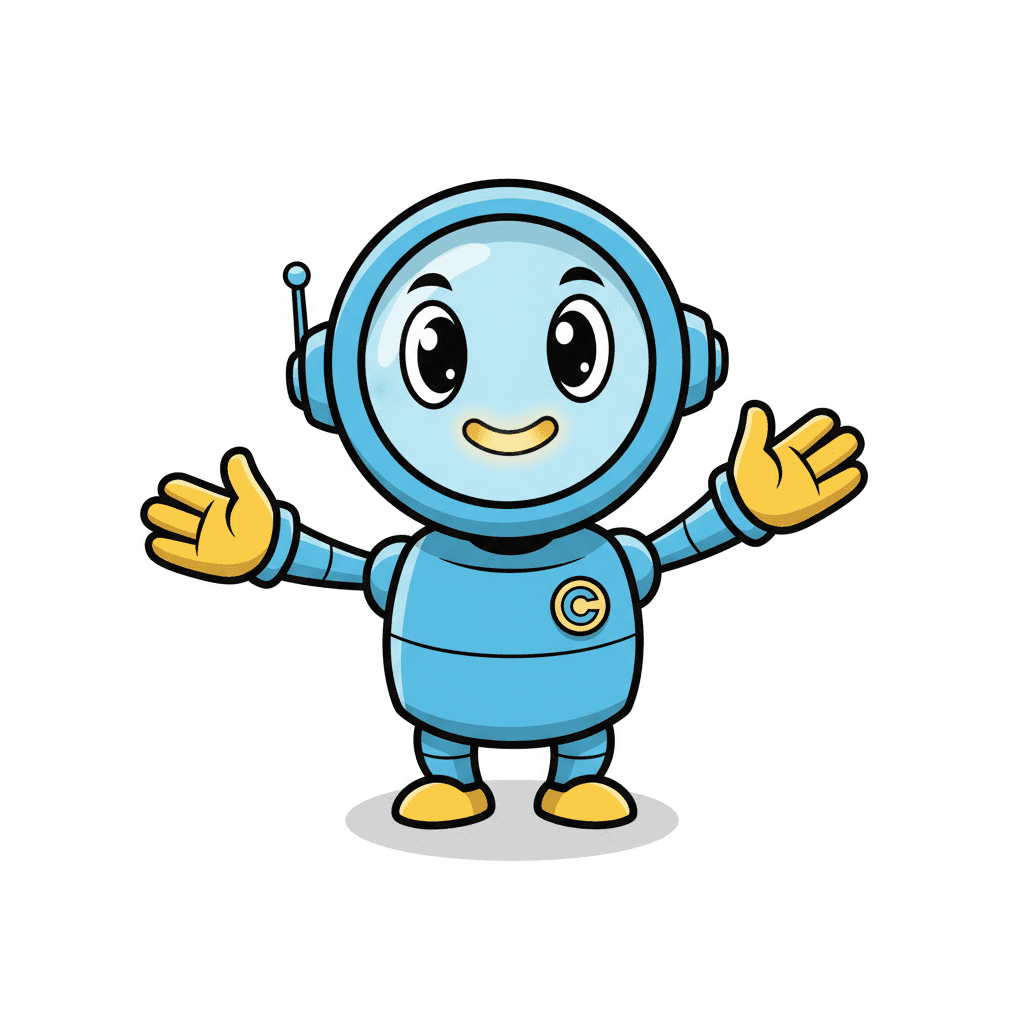 Friendly Support Robot Mascot