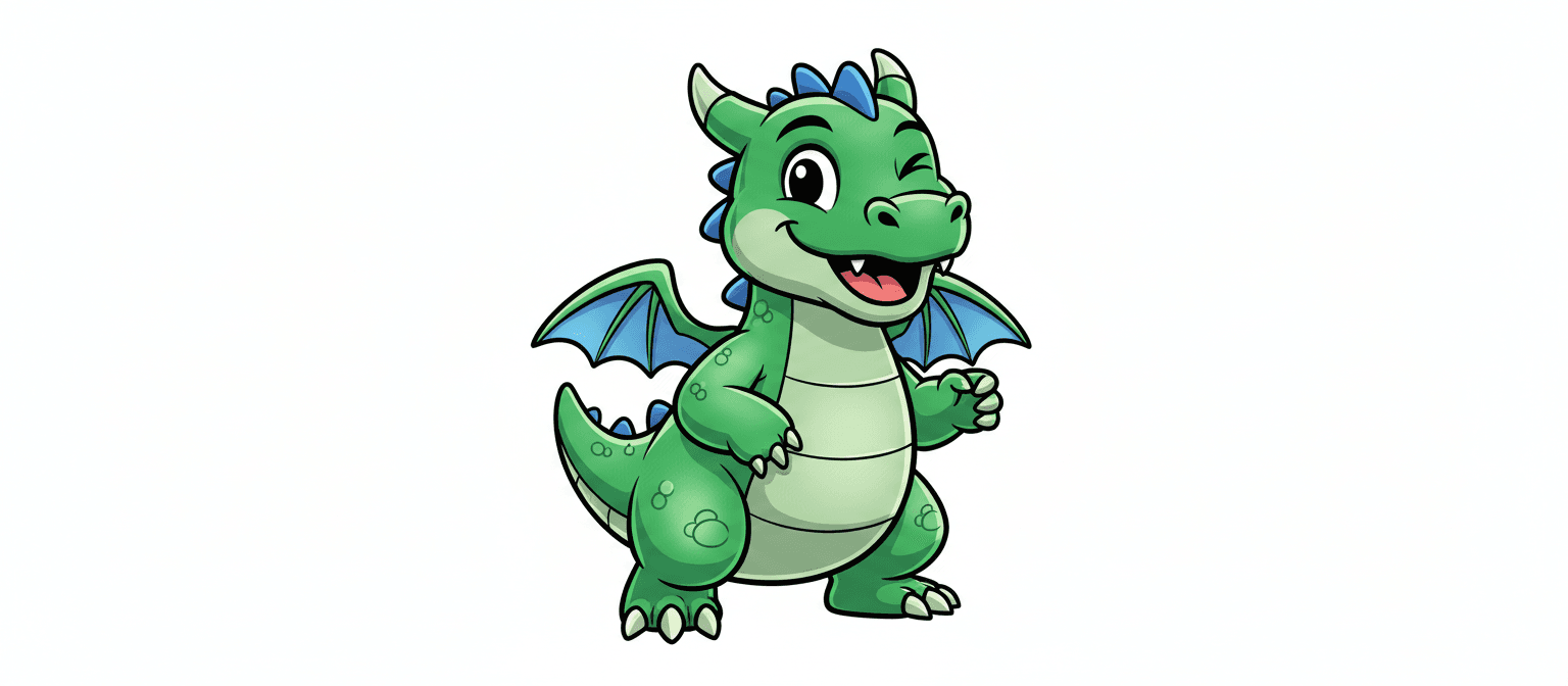 Cheerful Green Dragon Mascot