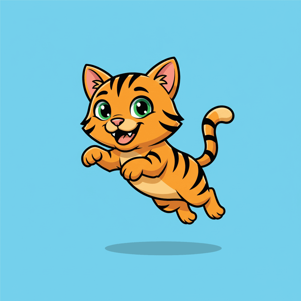 Playful Leaping Tiger Cat