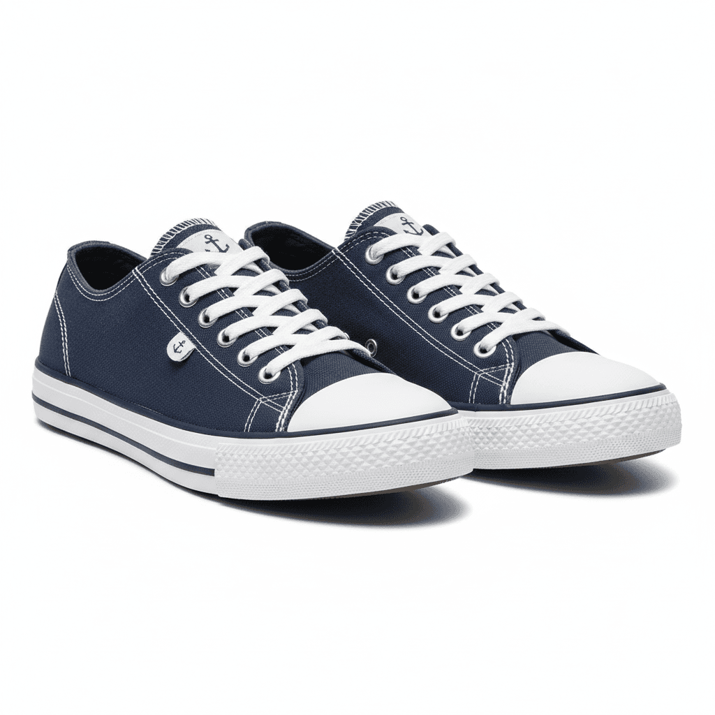 Navy Anchor Canvas Sneakers