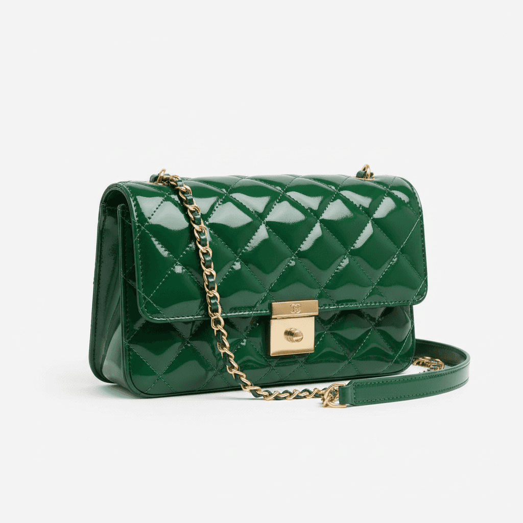 Emerald Quilted Patent Bag