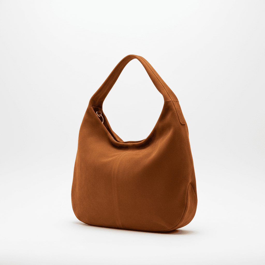 Minimalist Caramel Suede Hobo
