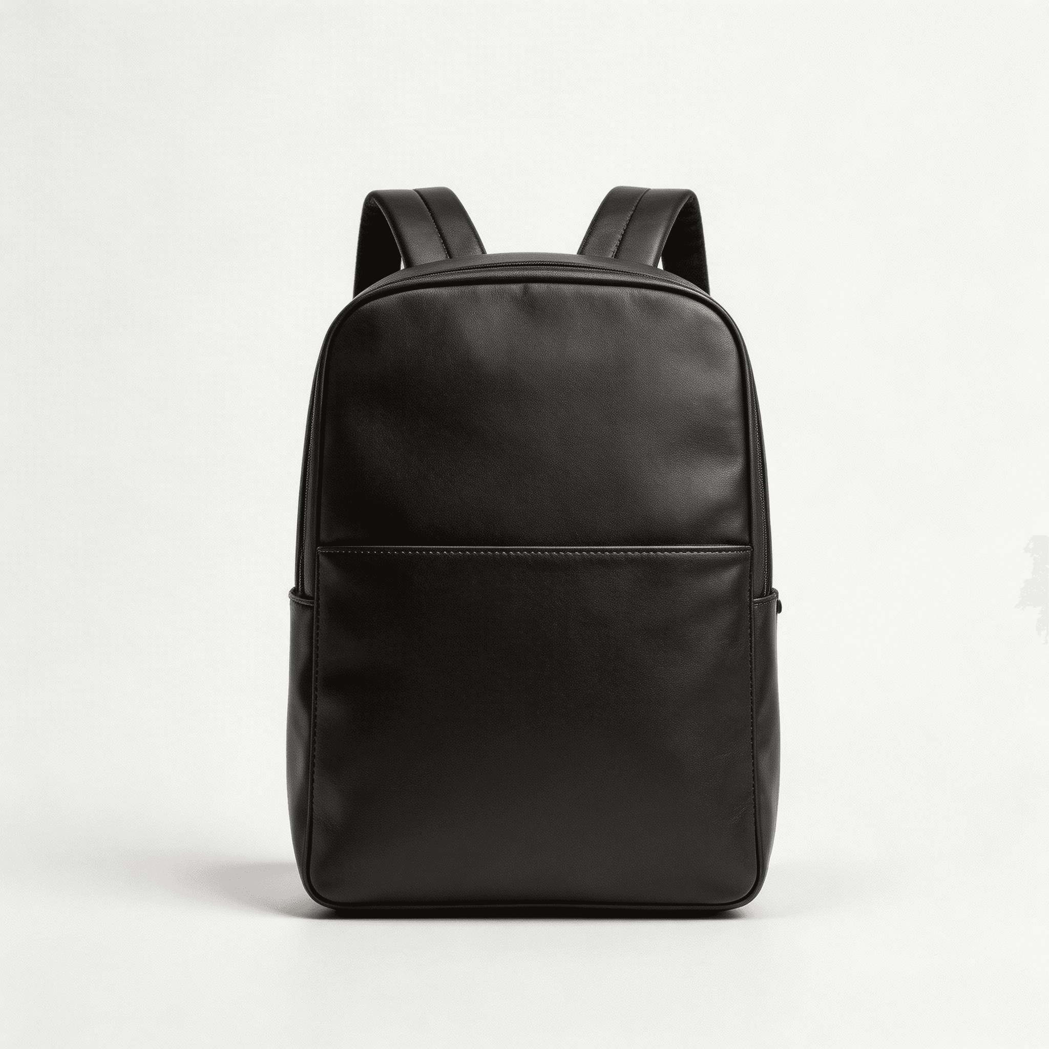 Minimalist Black Leather Backpack