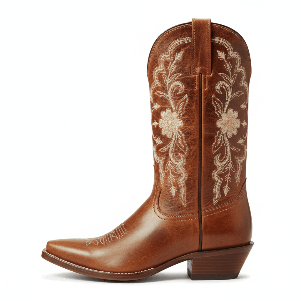 Cognac Floral Cowboy Boot