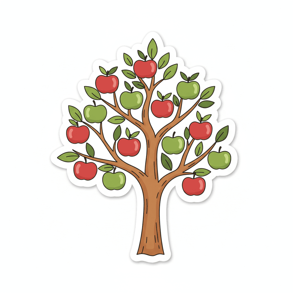 Whimsical Apple Tree Sticker