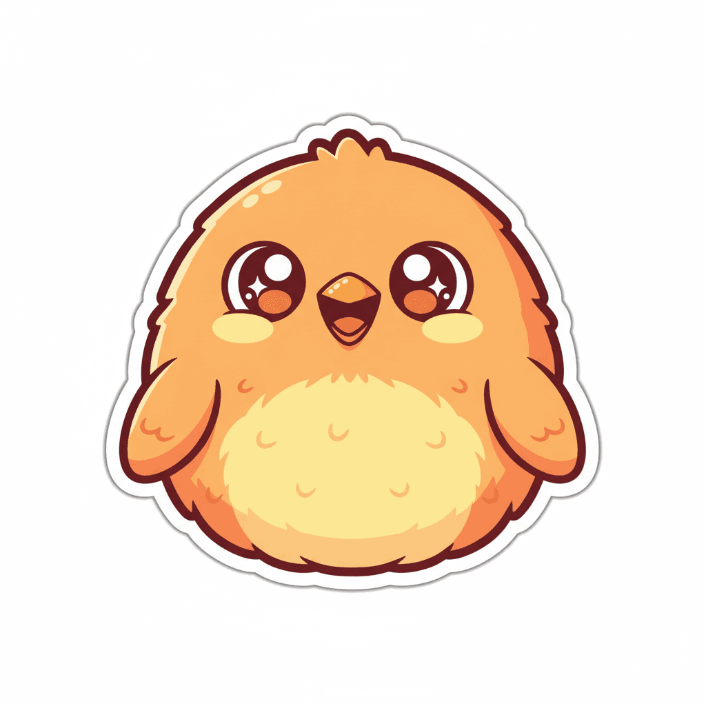 Happy Fluffy Chick Sticker