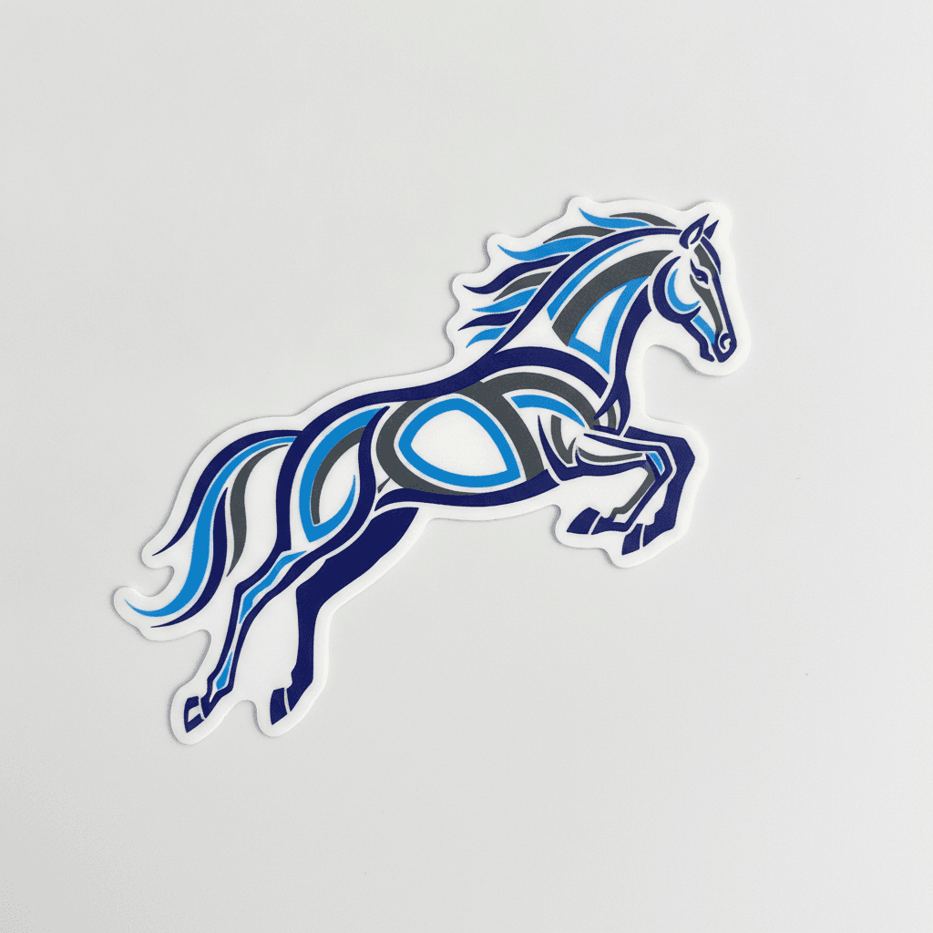 Abstract Blue Horse Sticker