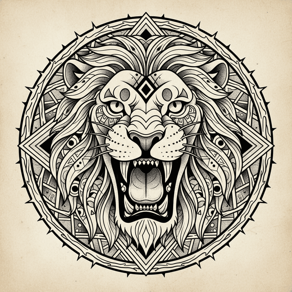 Geometric Lion Mandala