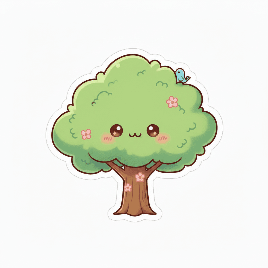 Cute Kawaii Tree Sticker