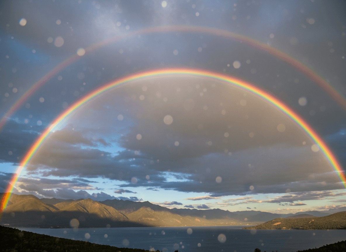 Double Rainbow Over Lake