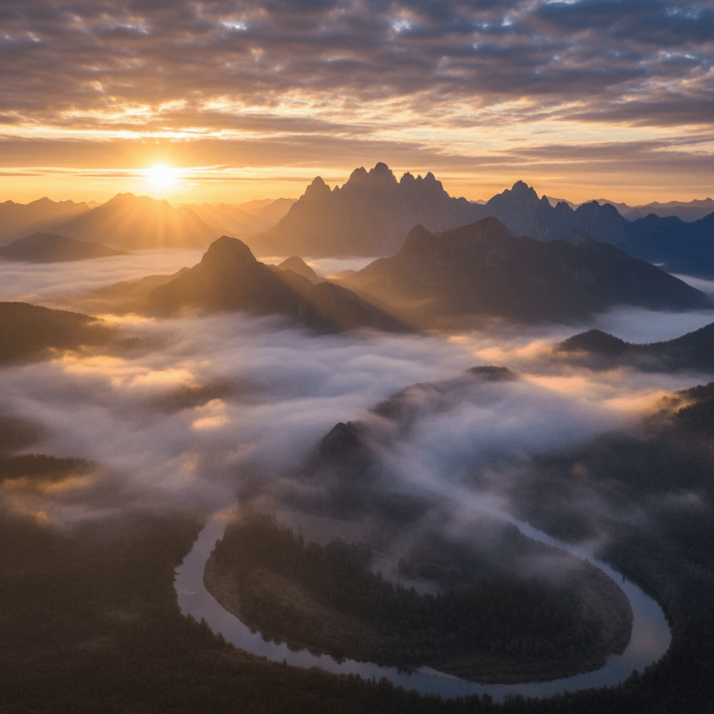 Golden Sunrise Mountain Valley