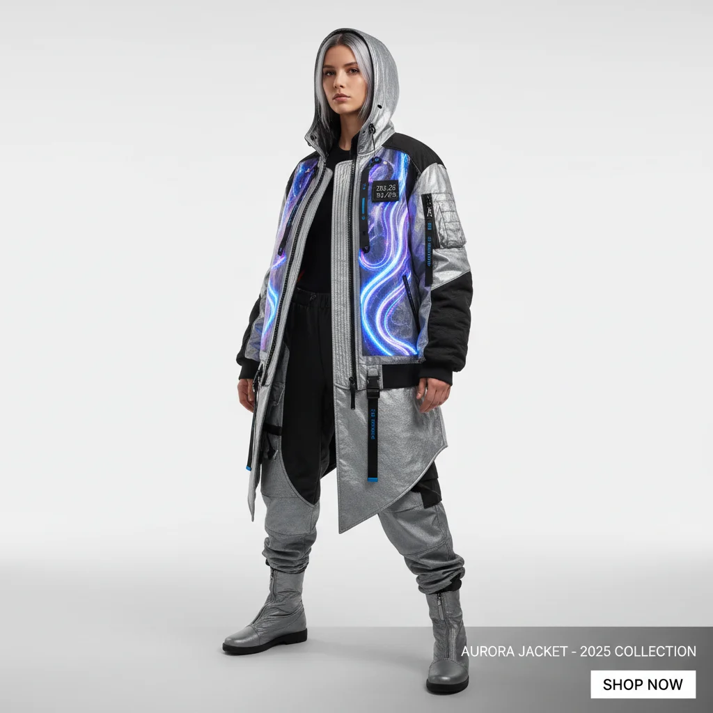 Futuristic Aurora Jacket with Neon Accents
