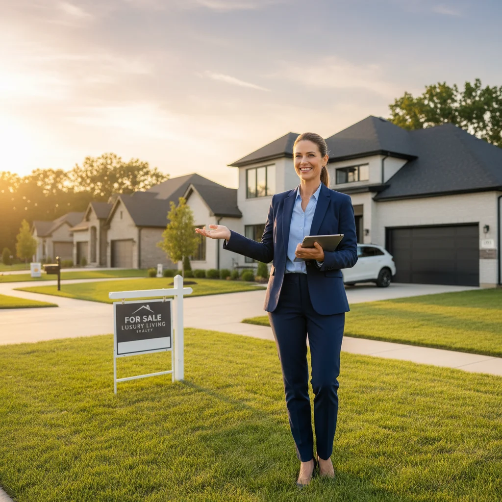 Real Estate Agent Presents Luxury Home For Sale