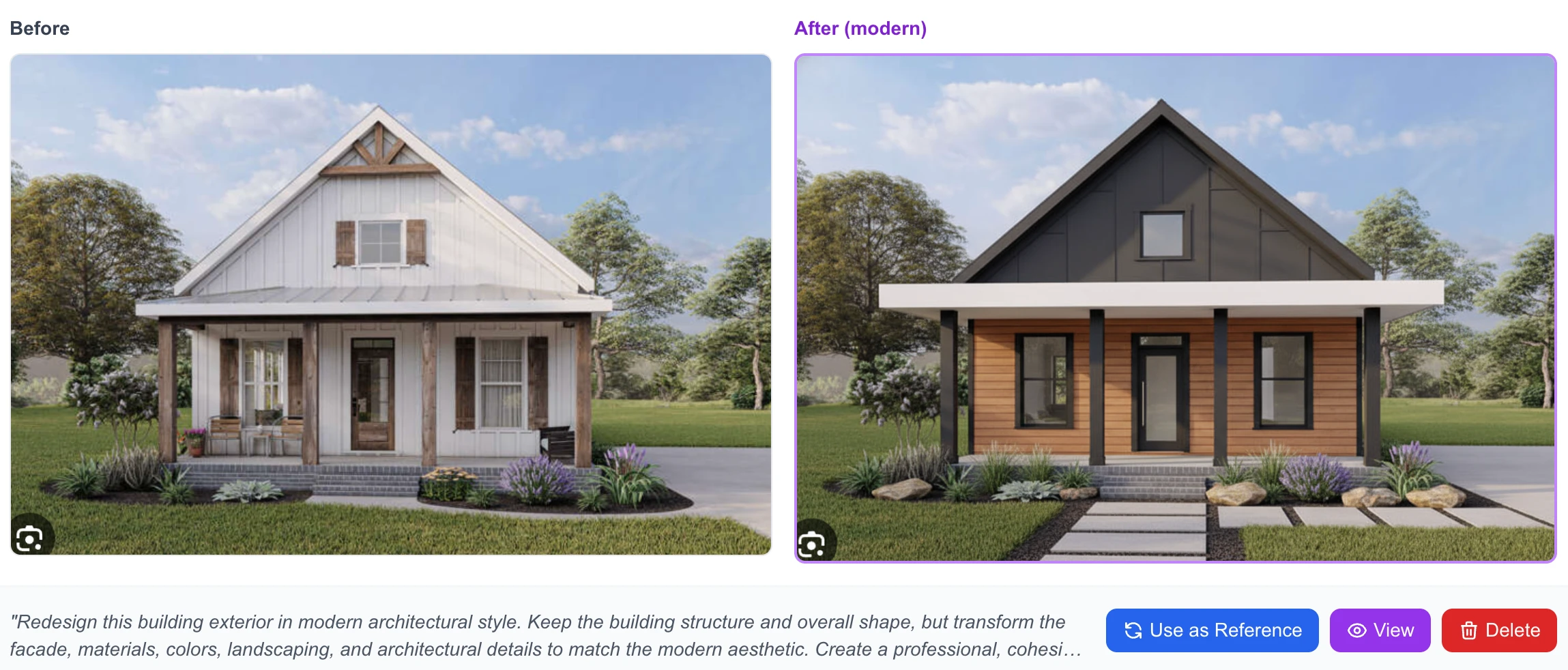 AI Exterior Design Example - Modern Home Transformation